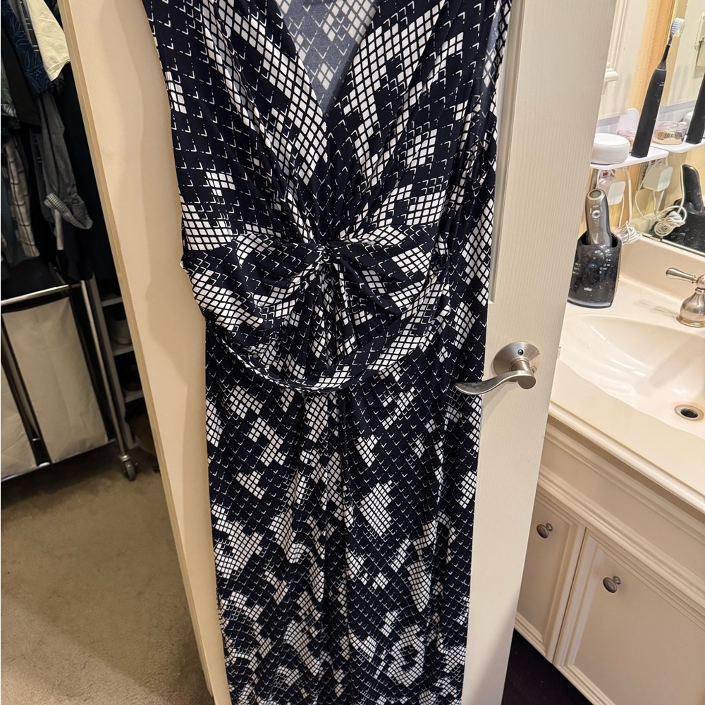 Stylish Navy and White Geometric maxi Dress